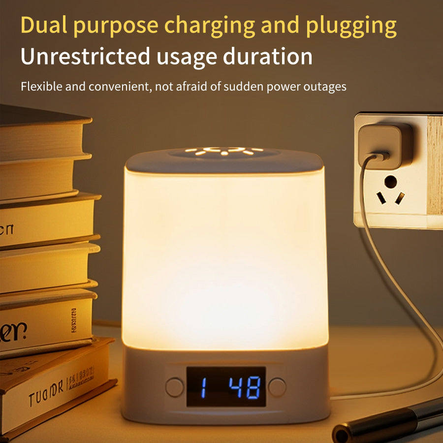 Rechargeable LED Night Lamp With Digital Clock Display Soft Glow Sleeping Light Touch Control Bedsi 2
