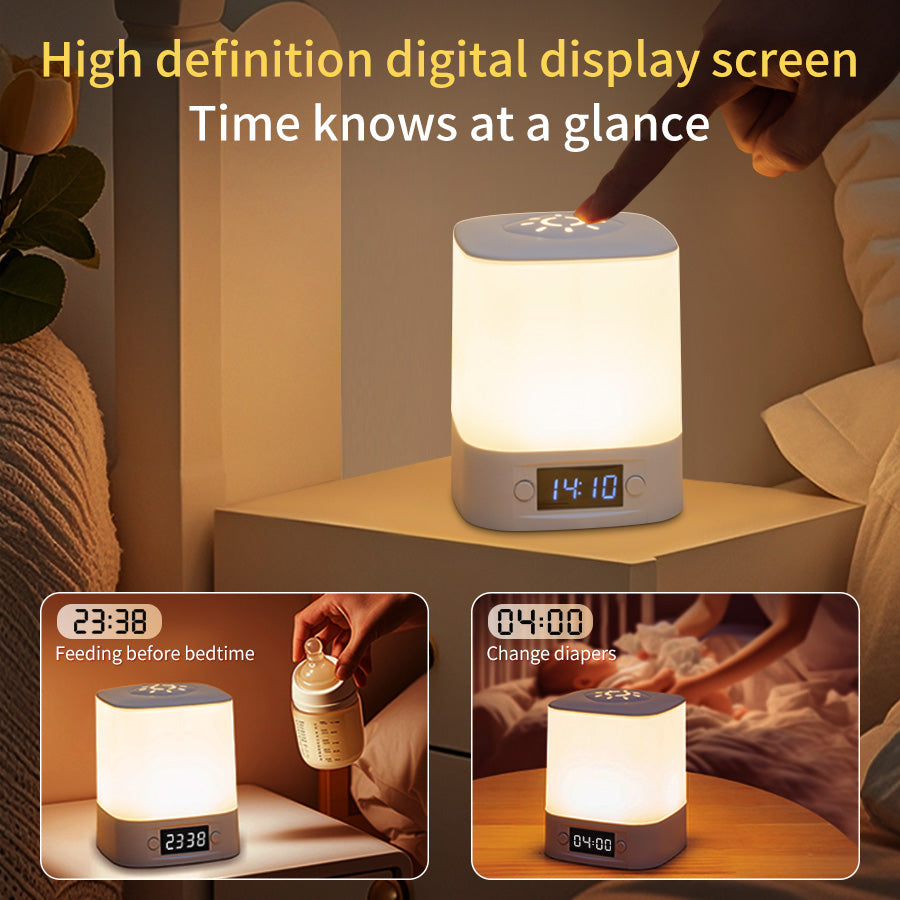 Rechargeable LED Night Lamp With Digital Clock Display Soft Glow Sleeping Light Touch Control Bedsi 5