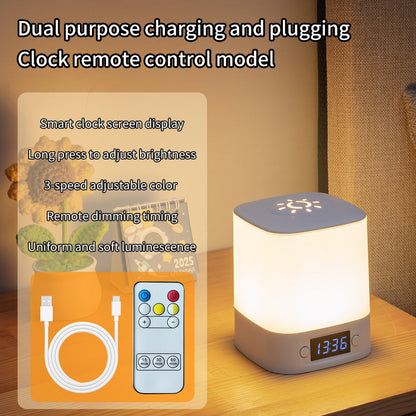 Rechargeable LED Night Lamp With Digital Clock Display Soft Glow Sleeping Light Touch Control Bedsi 6