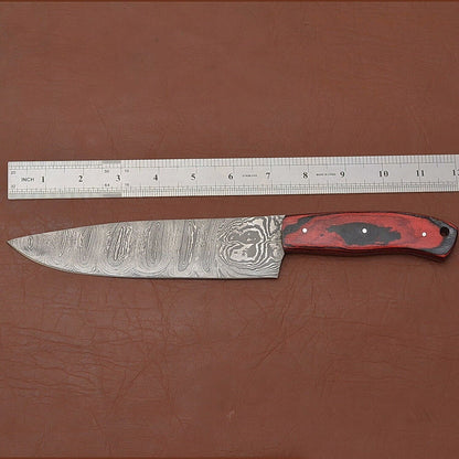 HandForged Damascus Steel Chef Knife  Professional Kitchen Knife With Wood Handle 1
