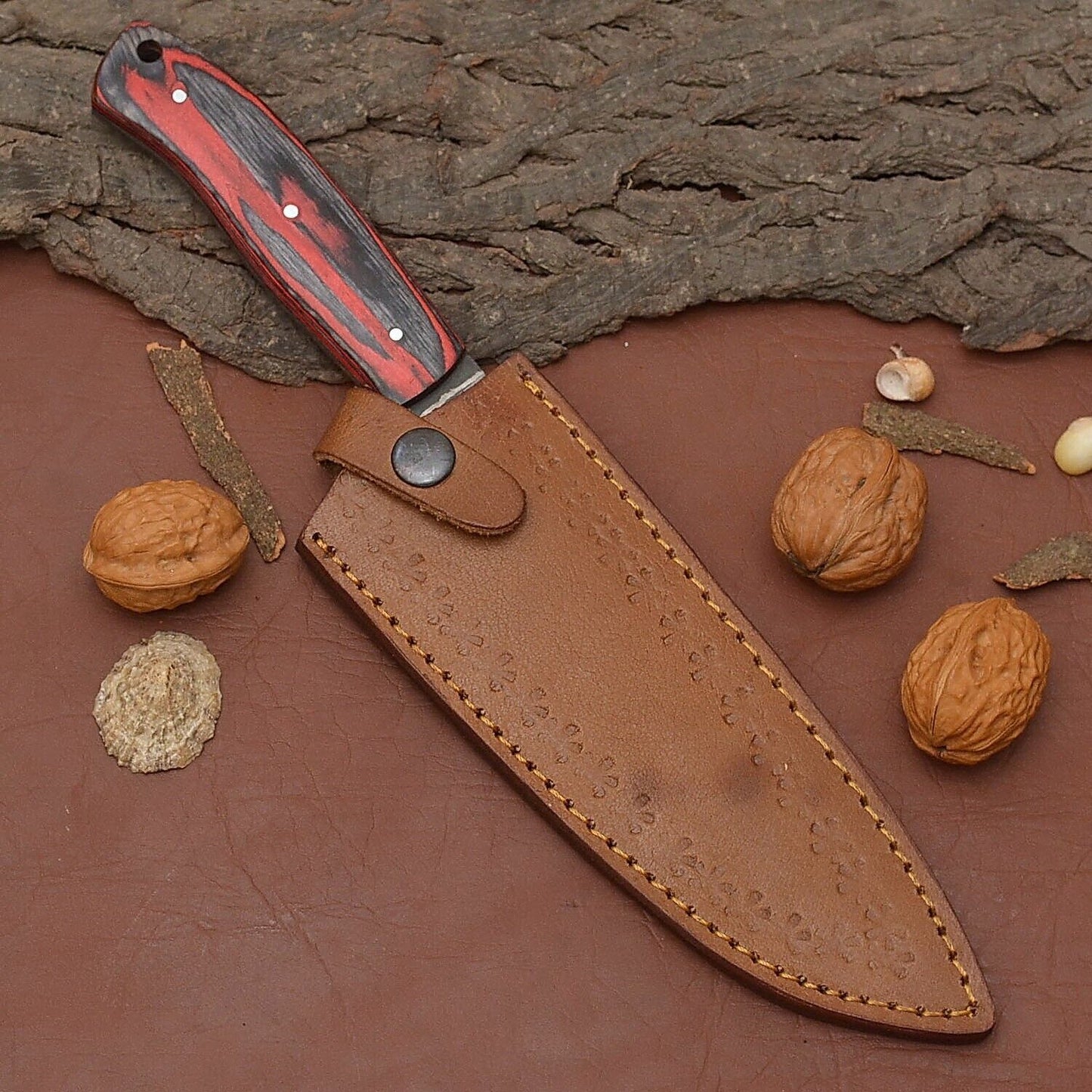 HandForged Damascus Steel Chef Knife  Professional Kitchen Knife With Wood Handle 3