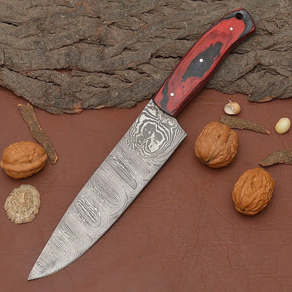 HandForged Damascus Steel Chef Knife  Professional Kitchen Knife With Wood Handle 2