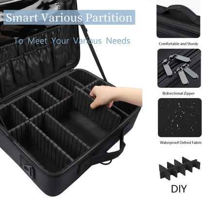 Professional Makeup Case, Large Capacity Cosmetic Organizer, Brush and Barber Bag for Makeup Artists and Hair Stylists