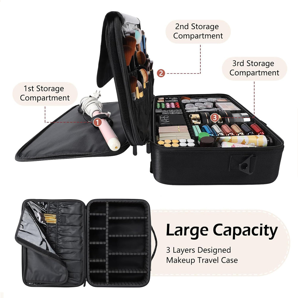 Professional Makeup Case, Large Capacity Cosmetic Organizer, Brush and Barber Bag for Makeup Artists and Hair Stylists