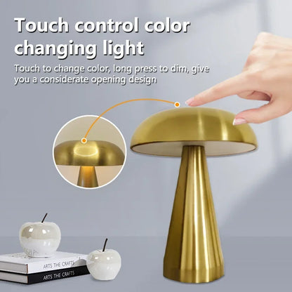 Rechargeable Mushroom Night Light Dimmable Table Lamp Warm White Reading Light For Bedroom Nursery  1