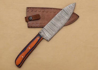 Custom Forged Damascus Steel Chef Knife  Wooden Handle Knife For Home  Camping 1