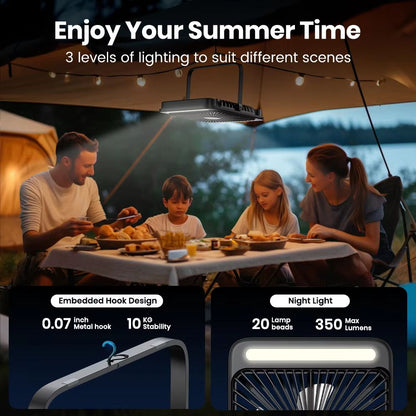 Warmco D4 Rechargeable Camping Fan With LED Light  20000mAh Battery 48H Runtime  Quiet 8 Cooling Po 2