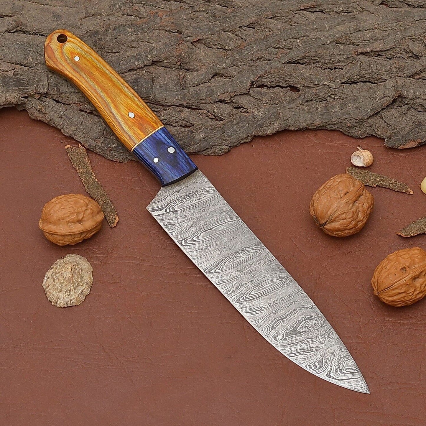 Unique Handmade Damascus Chef Knife – Professional Kitchen & Hunting Knife