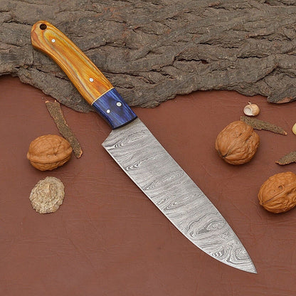 Unique Handmade Damascus Chef Knife – Professional Kitchen & Hunting Knife