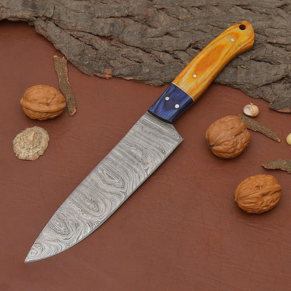 Unique Handmade Damascus Chef Knife  Professional Kitchen  Hunting Knife 2