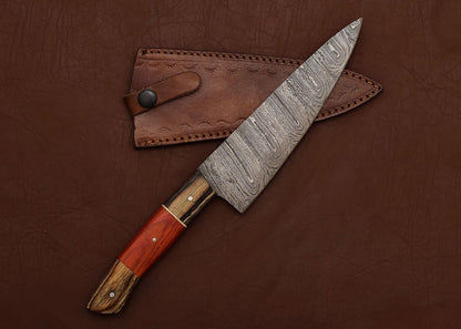 Custom Handmade Damascus Kitchen Knife  Outdoor Cooking  Chef Tool 1