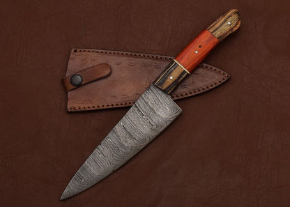 Custom Handmade Damascus Kitchen Knife  Outdoor Cooking  Chef Tool 2