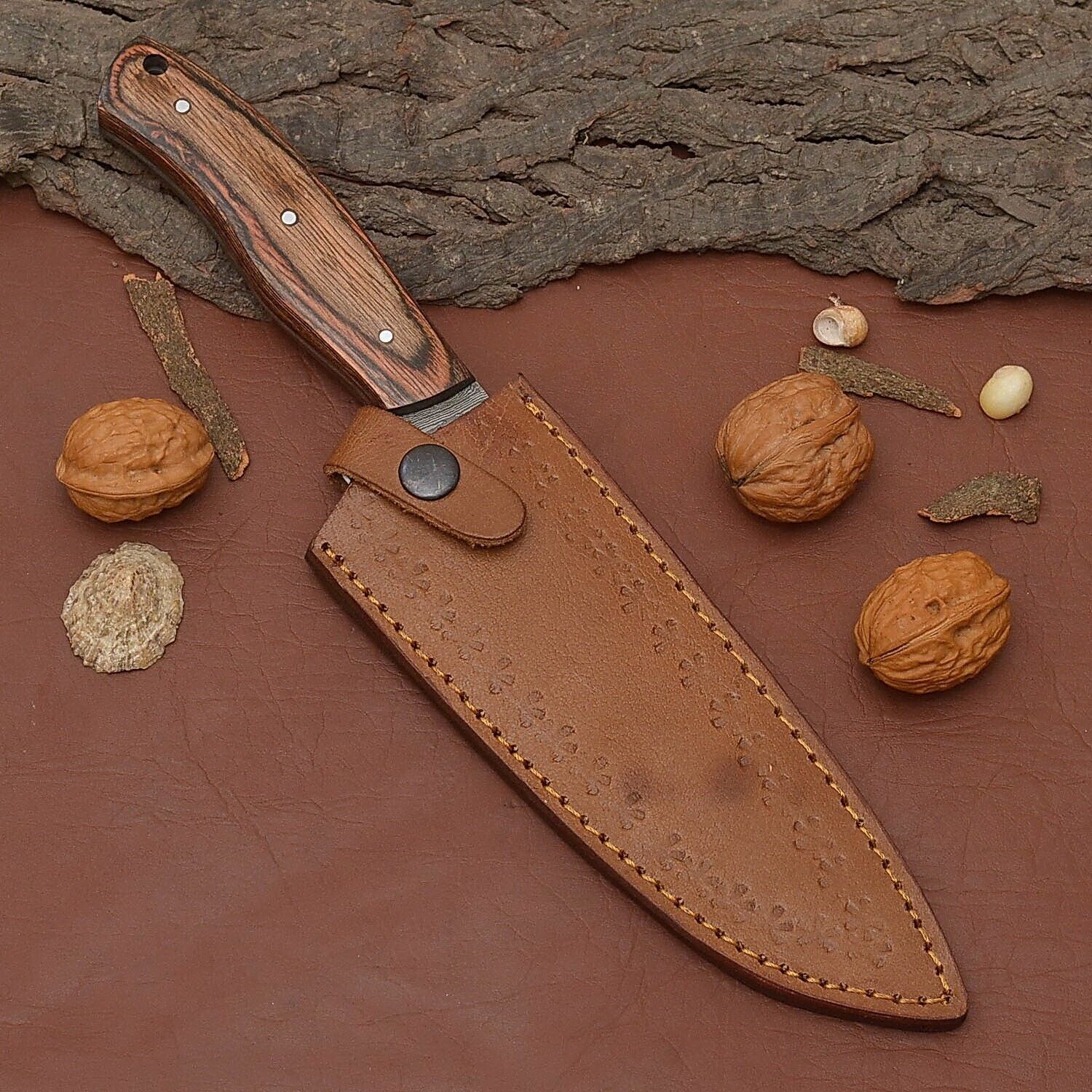 Master Chef Damascus Steel Knife  Handmade 7 Inch Kitchen Blade With Sheath 3