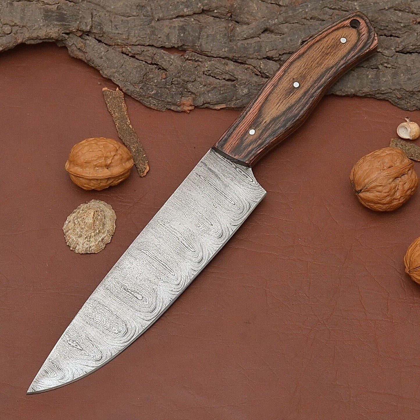 Master Chef Damascus Steel Knife – Handmade 7 Inch Kitchen Blade with Sheath