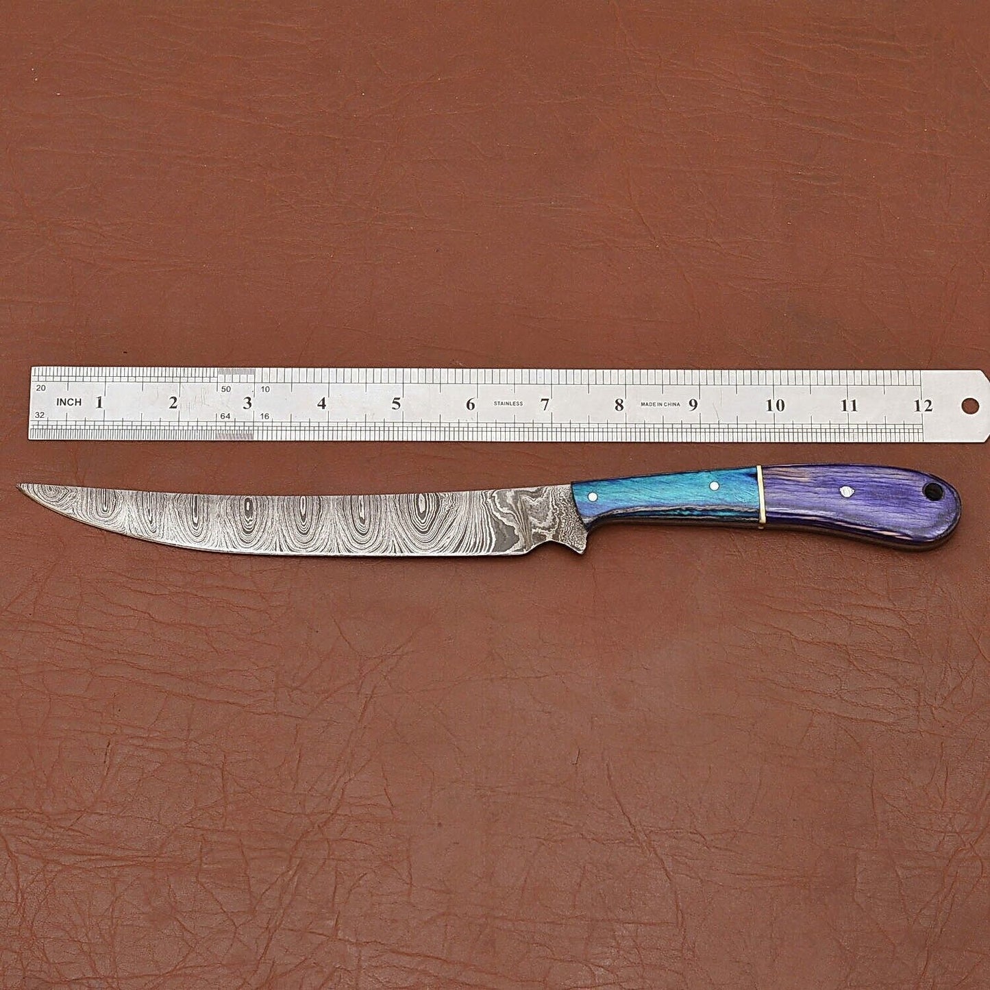 Luxury Handmade Damascus Steel Chef Knife  Wooden Handle Cooking Knife 2
