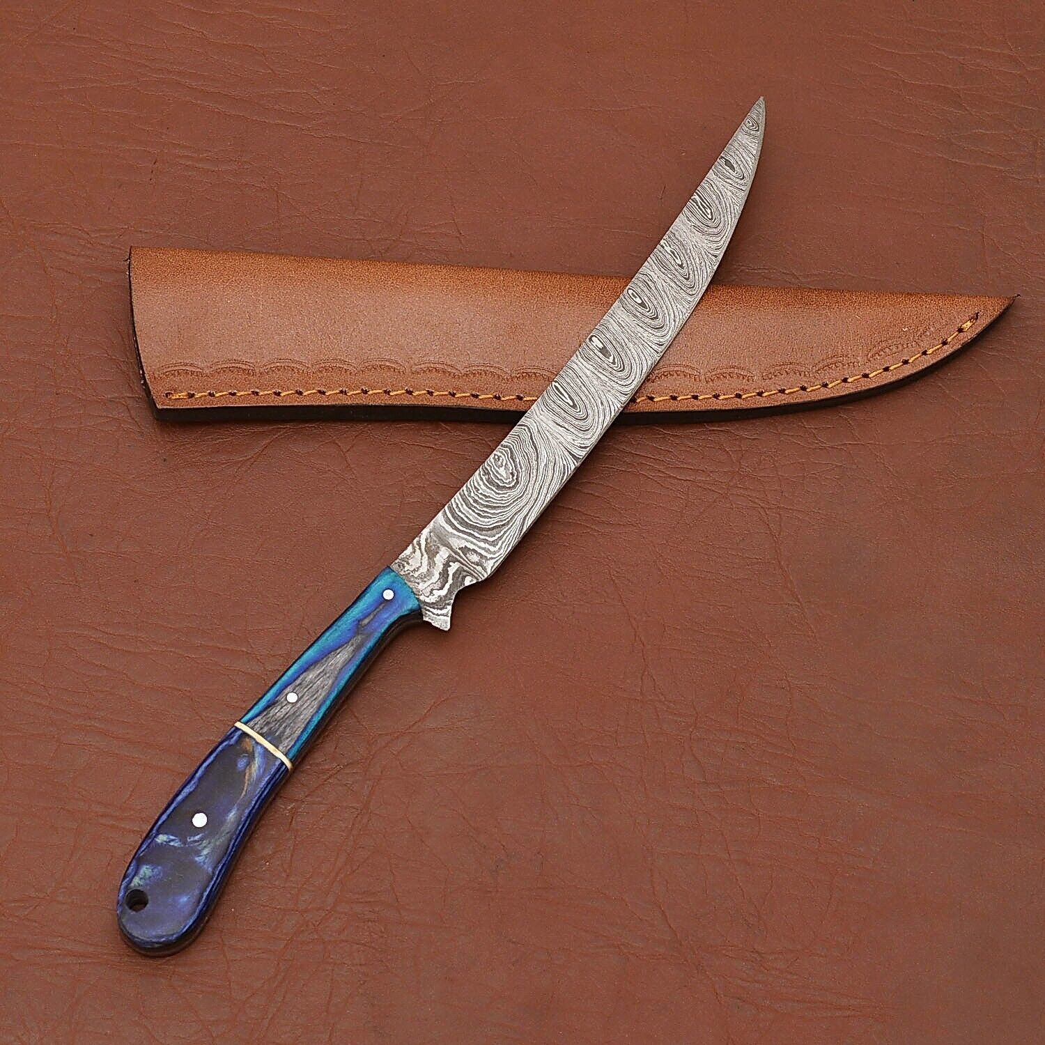 Luxury Handmade Damascus Steel Chef Knife  Wooden Handle Cooking Knife 3