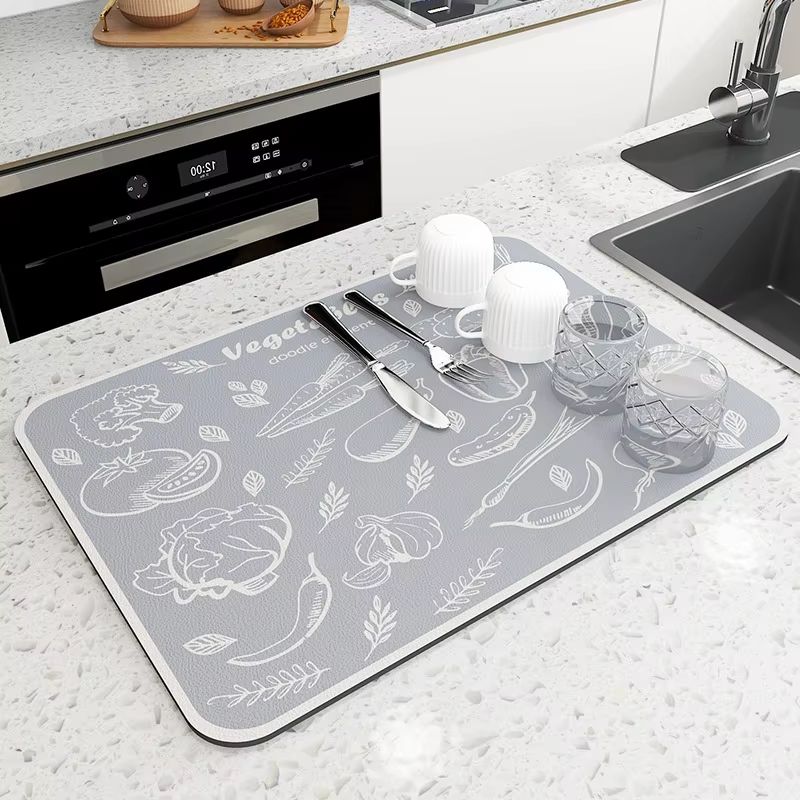 AquaDry Super Absorbent Kitchen Mat  QuickDry AntiSkid Dish Drying Pad For Sink Countertop  Bathroo 9