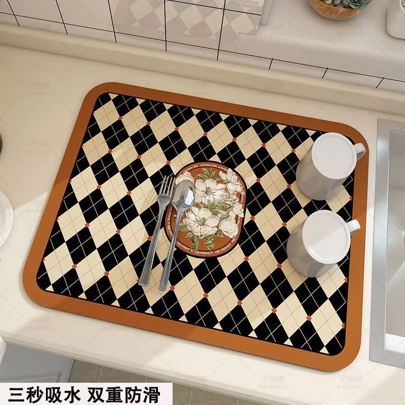 AquaDry Super Absorbent Kitchen Mat  QuickDry AntiSkid Dish Drying Pad For Sink Countertop  Bathroo 16