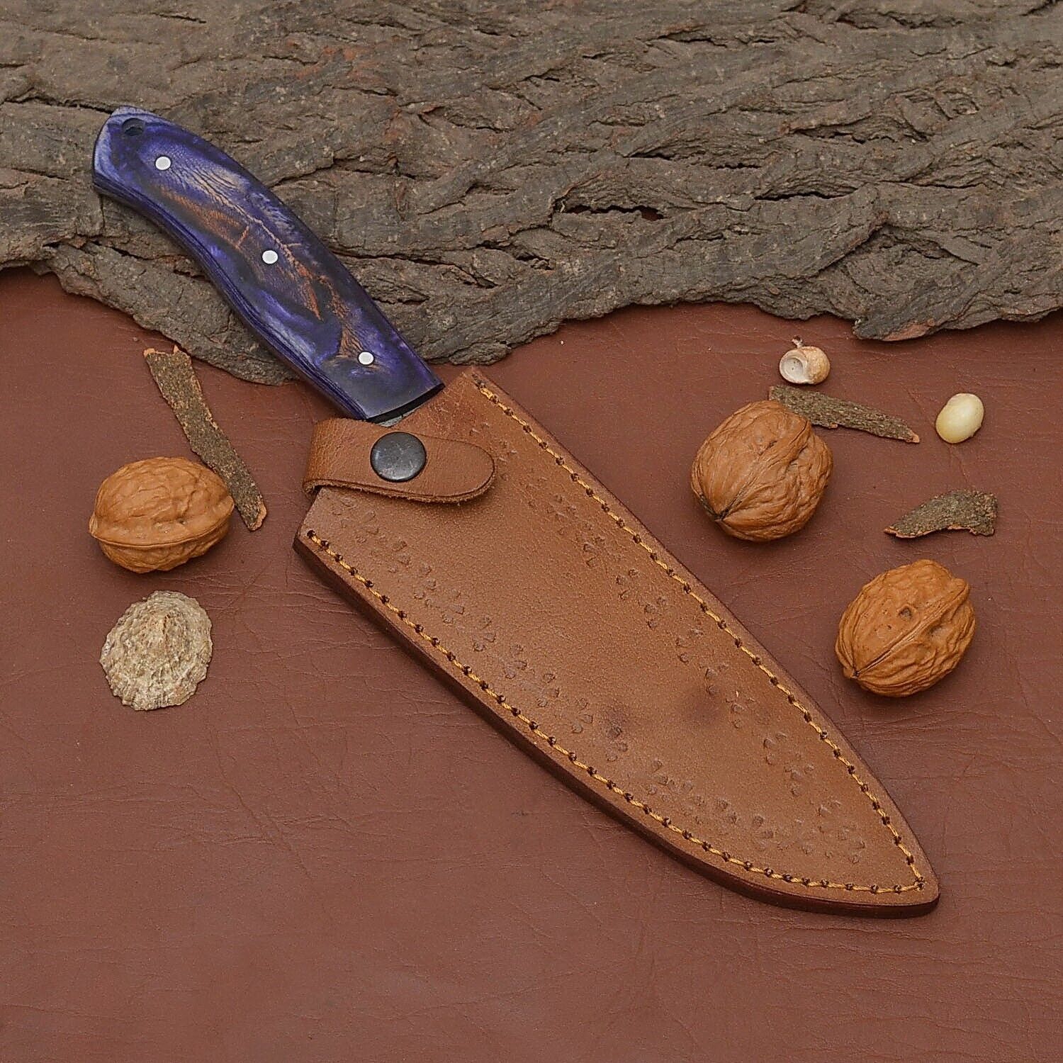 Handmade Damascus Steel Chef Fillet Knife  Professional Kitchen  Outdoor Knife With Wood Handle 3