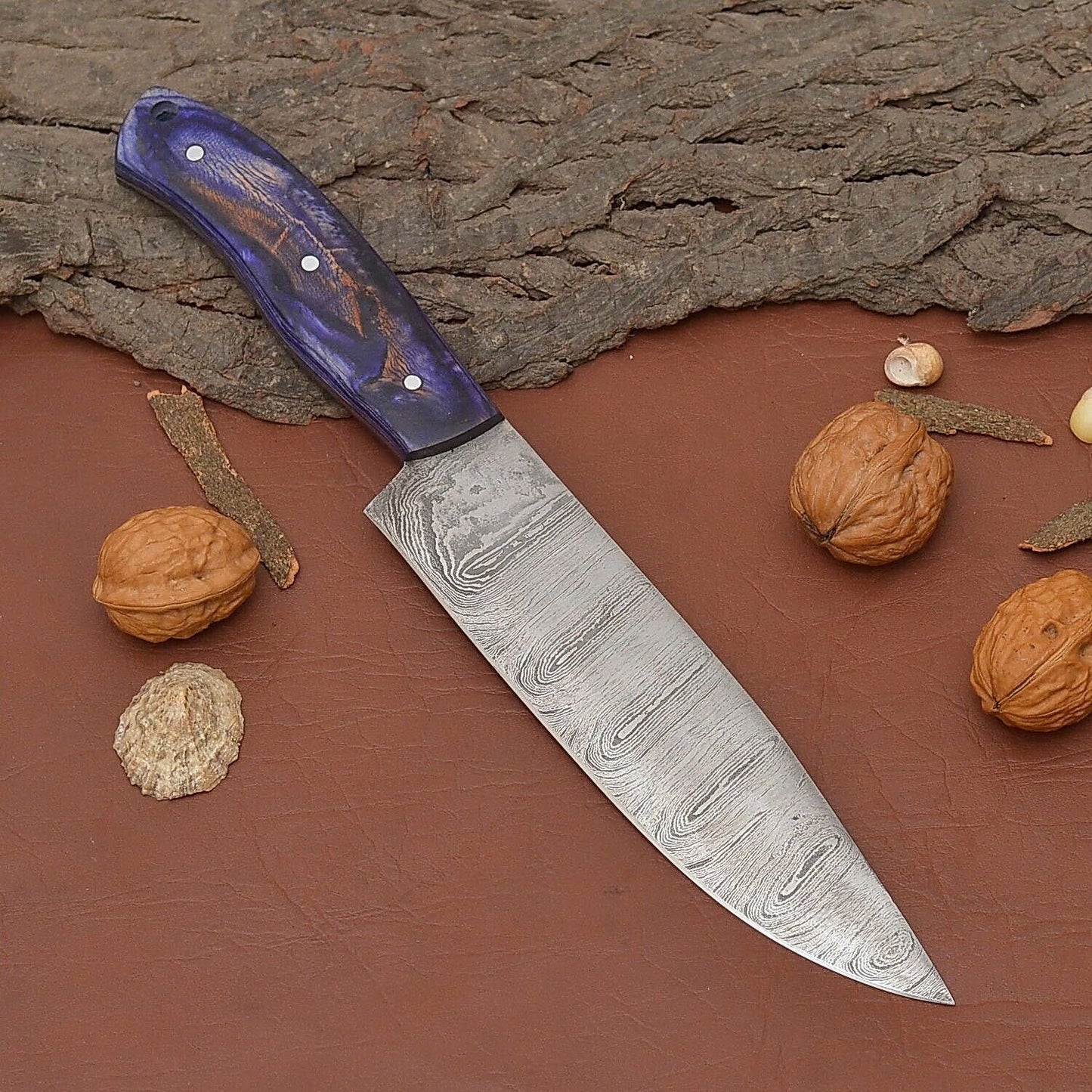 Handmade Damascus Steel Chef Fillet Knife  Professional Kitchen  Outdoor Knife With Wood Handle 2
