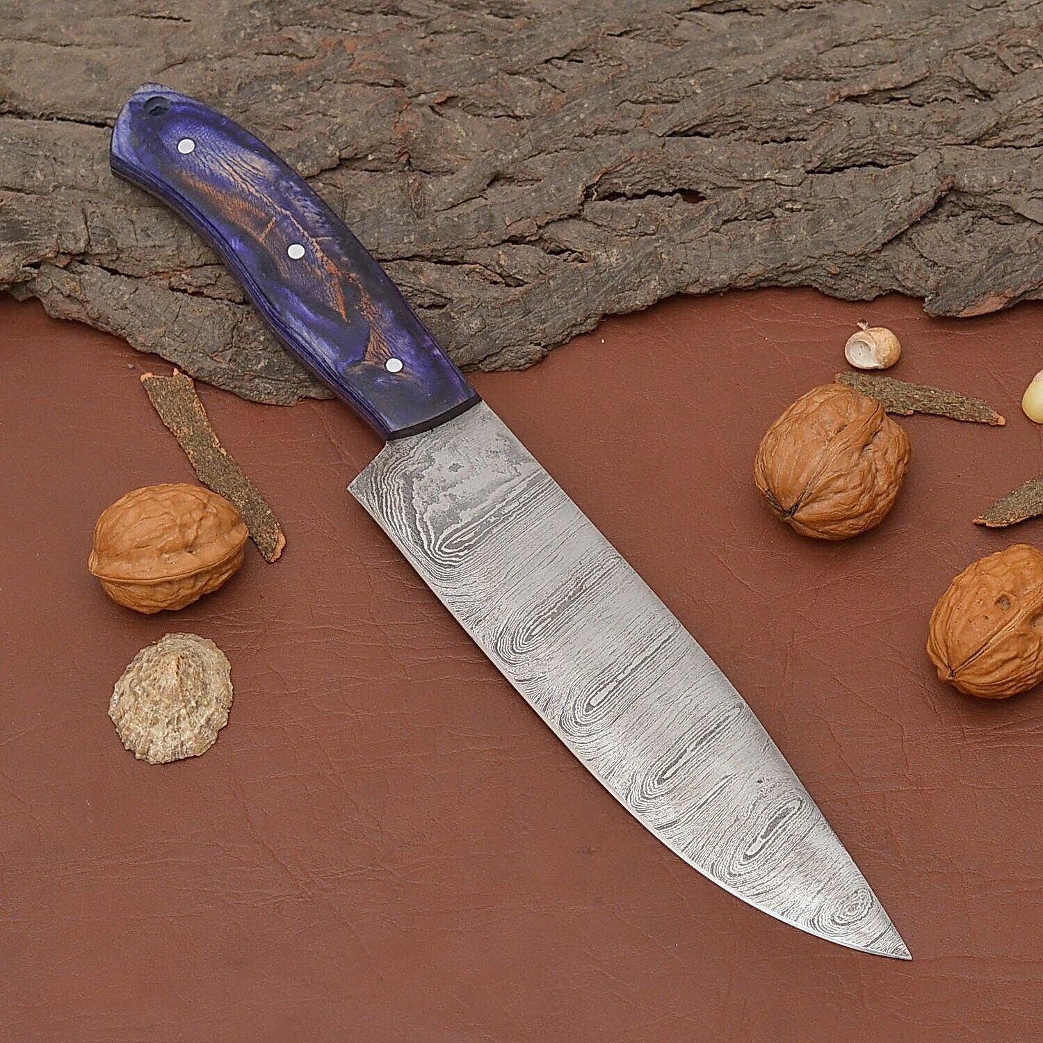 Handmade Damascus Steel Chef Fillet Knife  Professional Kitchen  Outdoor Knife With Wood Handle 2