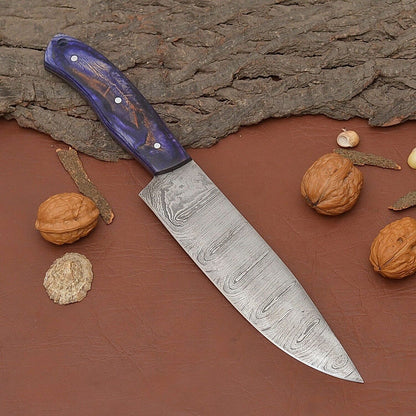Handmade Damascus Steel Chef Fillet Knife  Professional Kitchen  Outdoor Knife With Wood Handle 2