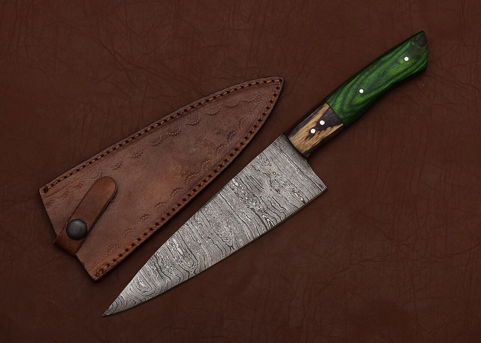 Premium Damascus Steel Fillet Knife  HandForged 7 Inch Blade With Pakka Wood Handle 2