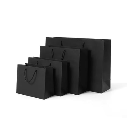 Black Kraft Paper Bags for Wedding, Christmas Party Candy, Food Cookies Packing, Fashion Gifts & Clothes Packaging
