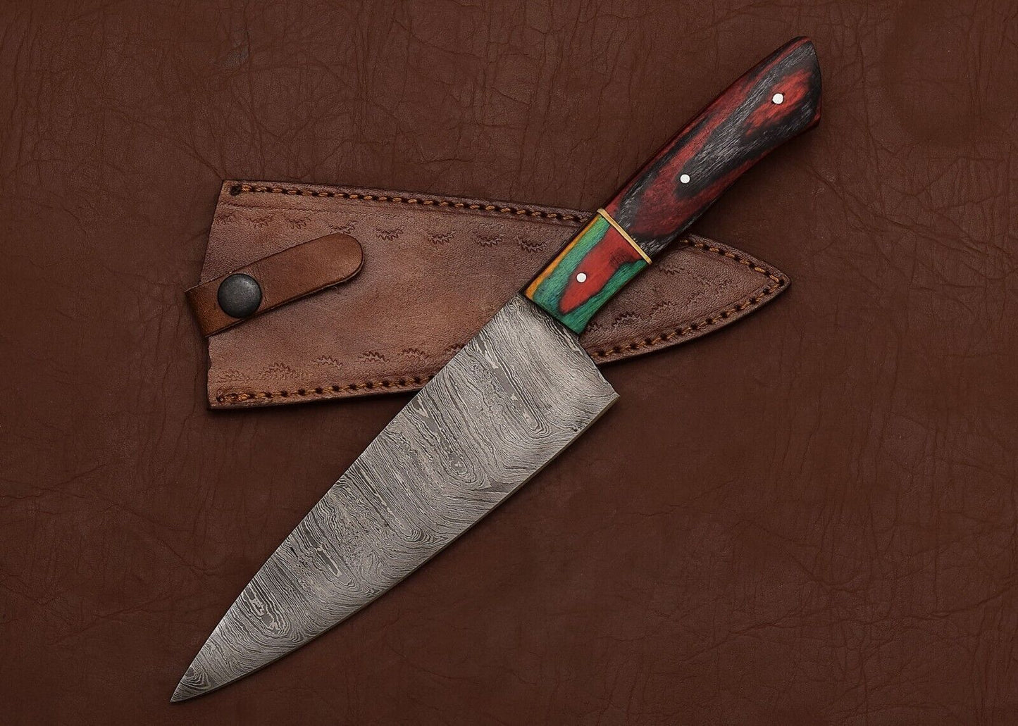 Razor Sharp Handmade Damascus Steel Fillet Knife – Wooden Handle Chef Knife for Cooking & Hunting