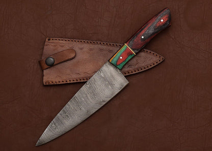 Razor Sharp Handmade Damascus Steel Fillet Knife – Wooden Handle Chef Knife for Cooking & Hunting