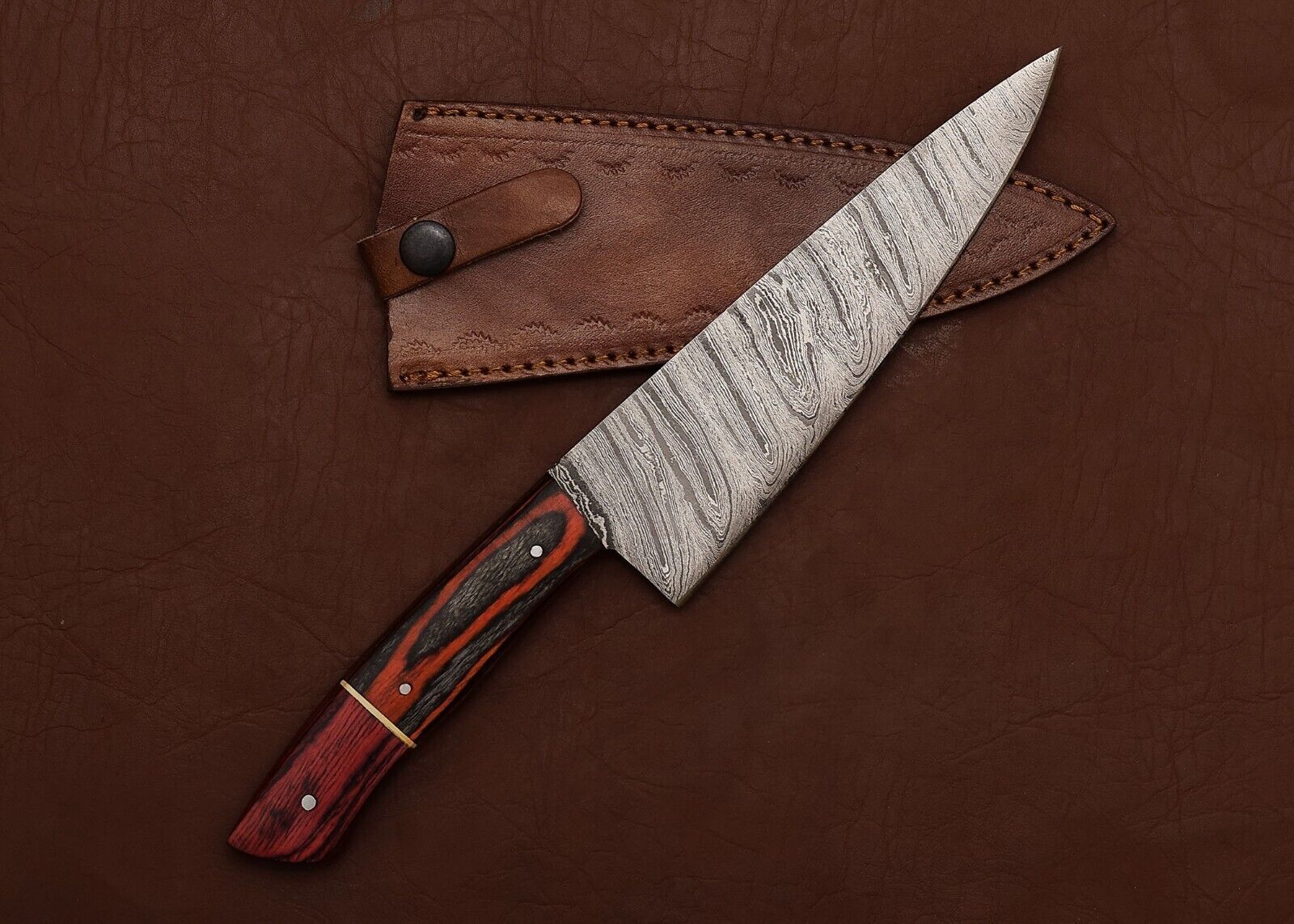 Handmade Damascus Steel Fillet Knife  Wooden Handle Chef Knife For Cooking  Hunting 1