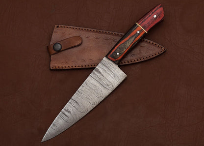 Handmade Damascus Steel Fillet Knife  Wooden Handle Chef Knife For Cooking  Hunting 2
