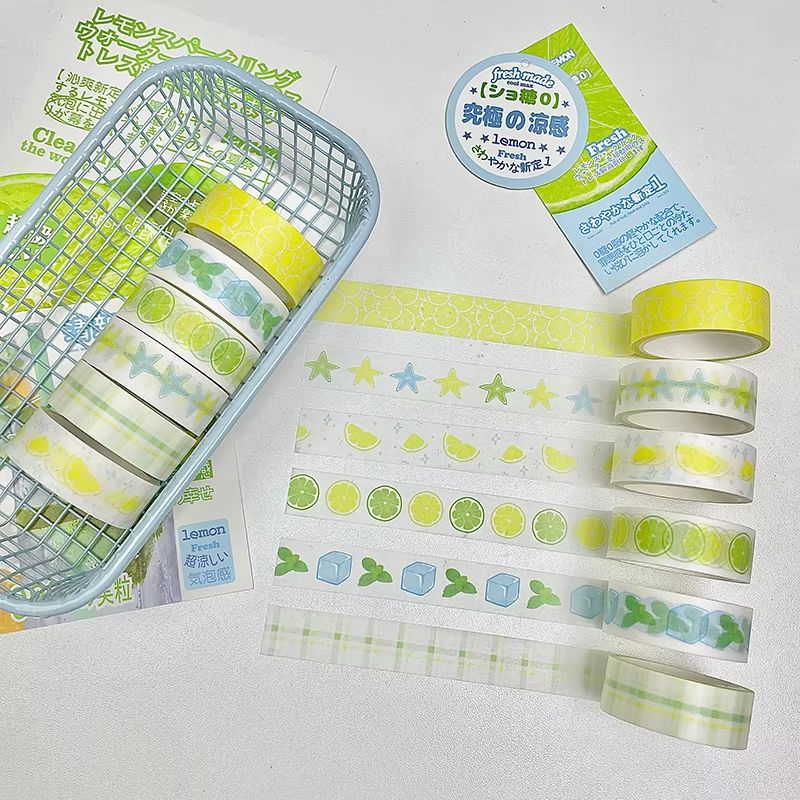 MINKYS Fruit Washi Tape Set  6pcs Cute Strawberry  Apple Decorative Tape For Journaling Scrapbookin 9