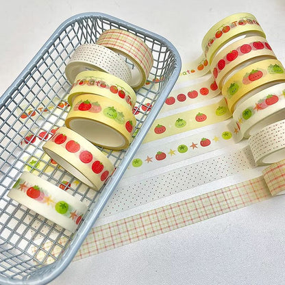 MINKYS Fruit Washi Tape Set  6pcs Cute Strawberry  Apple Decorative Tape For Journaling Scrapbookin 11