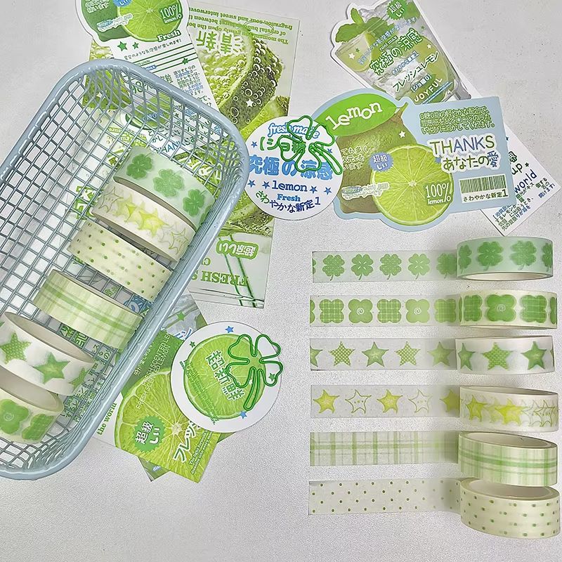 MINKYS Fruit Washi Tape Set  6pcs Cute Strawberry  Apple Decorative Tape For Journaling Scrapbookin 12