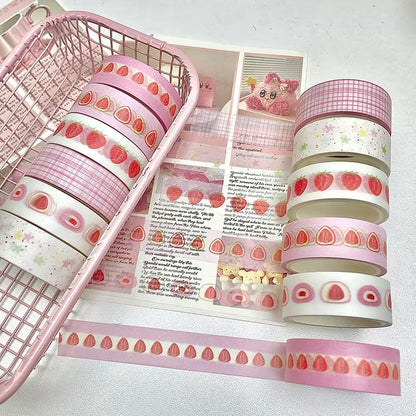 MINKYS Fruit Washi Tape Set  6pcs Cute Strawberry  Apple Decorative Tape For Journaling Scrapbookin 1
