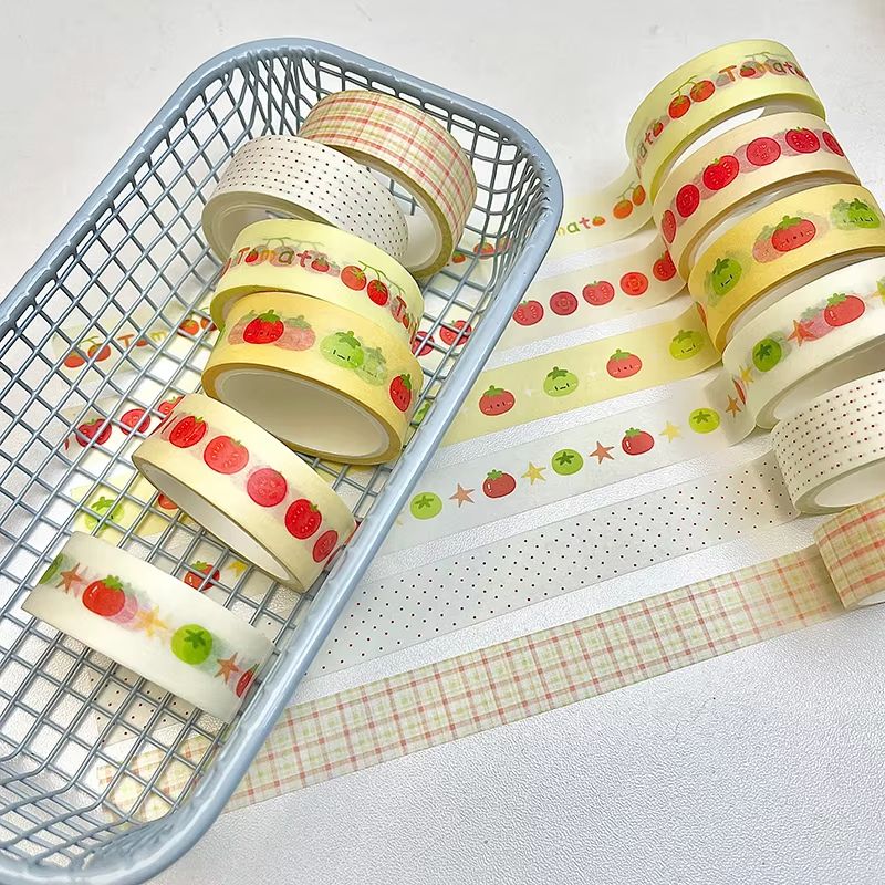 MINKYS Fruit Washi Tape Set  6pcs Cute Strawberry  Apple Decorative Tape For Journaling Scrapbookin 3