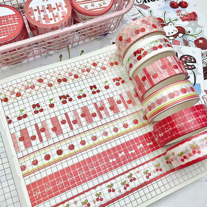 MINKYS Fruit Washi Tape Set  6pcs Cute Strawberry  Apple Decorative Tape For Journaling Scrapbookin 4