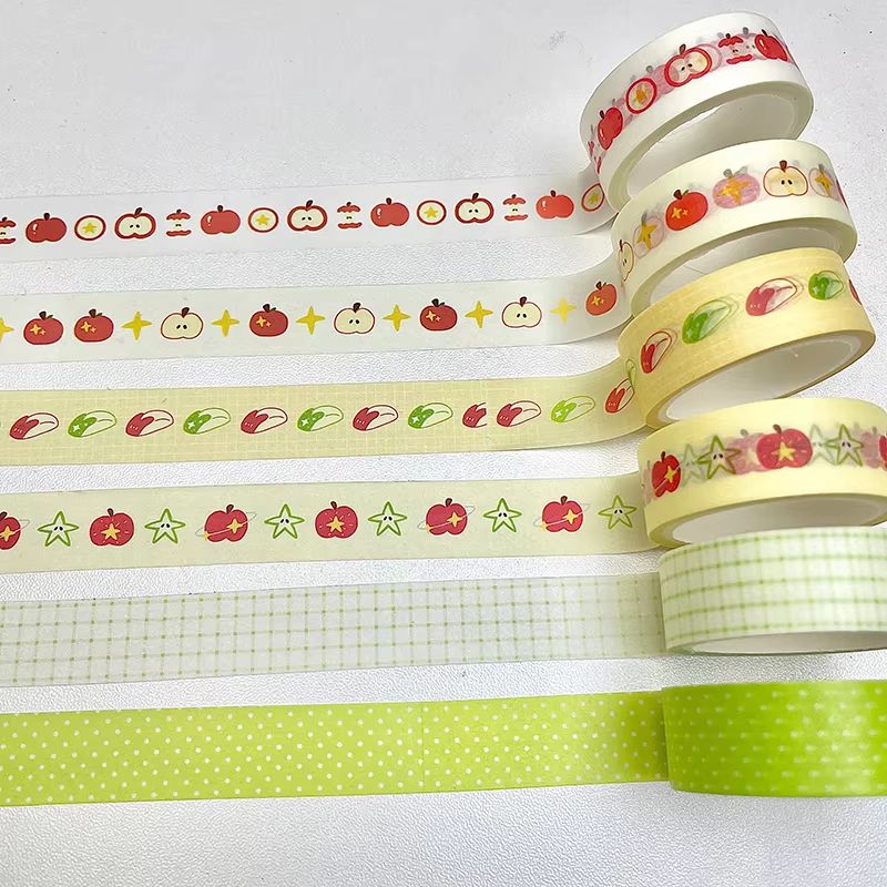 MINKYS Fruit Washi Tape Set  6pcs Cute Strawberry  Apple Decorative Tape For Journaling Scrapbookin 6