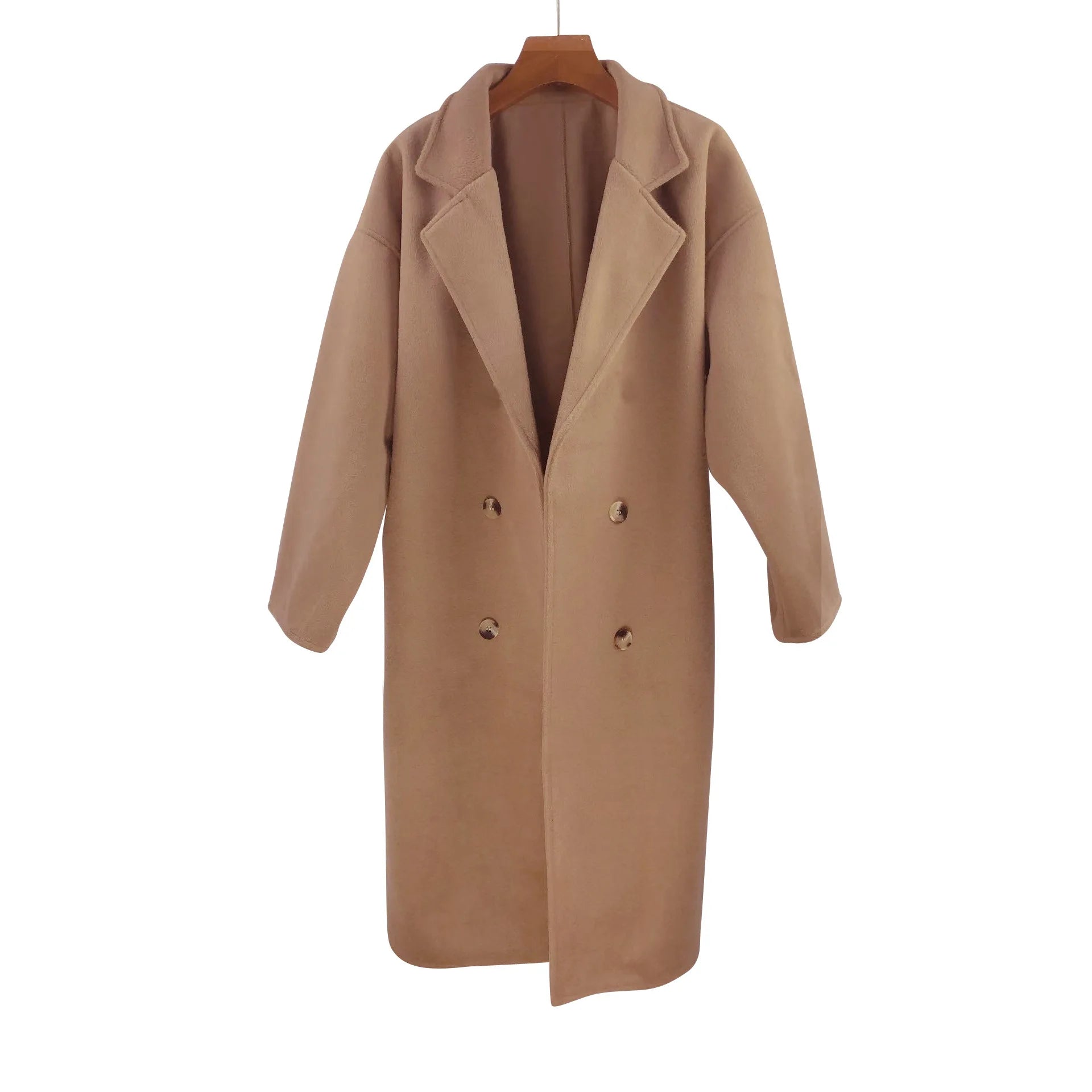 Elegant Style Woolen Coat, Plus Size Ladies Autumn Winter Loose Fit, Hepburn Style, Medium Length Jacket