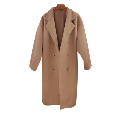 Elegant Style Woolen Coat, Plus Size Ladies Autumn Winter Loose Fit, Hepburn Style, Medium Length Jacket