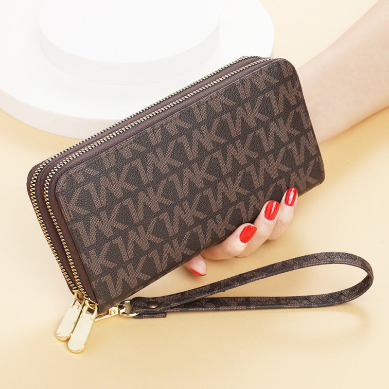 Fashion Long Wallets For Women Wristlet Wallet Double Zipper Clutches Phone Holder Purse With Big L 1