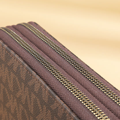 Fashion Long Wallets For Women Wristlet Wallet Double Zipper Clutches Phone Holder Purse With Big L 4