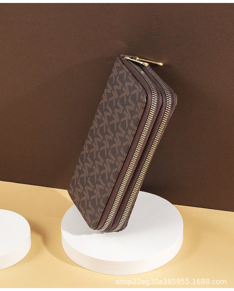 Fashion Long Wallets For Women Wristlet Wallet Double Zipper Clutches Phone Holder Purse With Big L 5