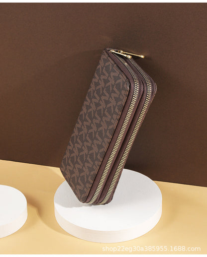 Fashion Long Wallets For Women Wristlet Wallet Double Zipper Clutches Phone Holder Purse With Big L 5