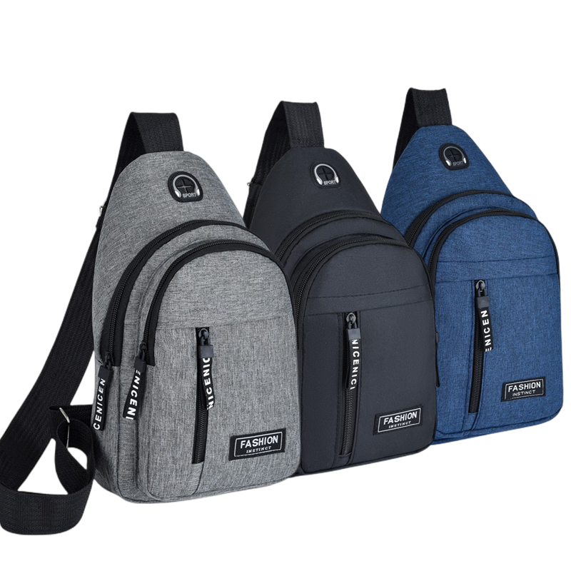 Outdoor Casual Men's Chest Bag, Canvas Small Satchel, Fashionable Solid Color Handbag, Zipper Messenger Bag