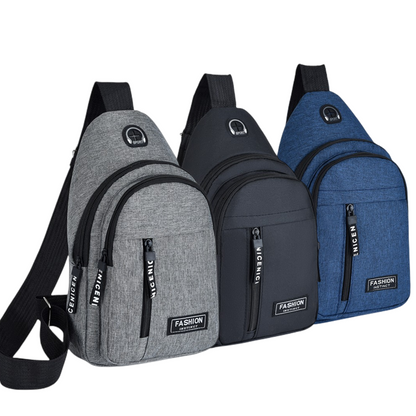 Outdoor Casual Men's Chest Bag, Canvas Small Satchel, Fashionable Solid Color Handbag, Zipper Messenger Bag