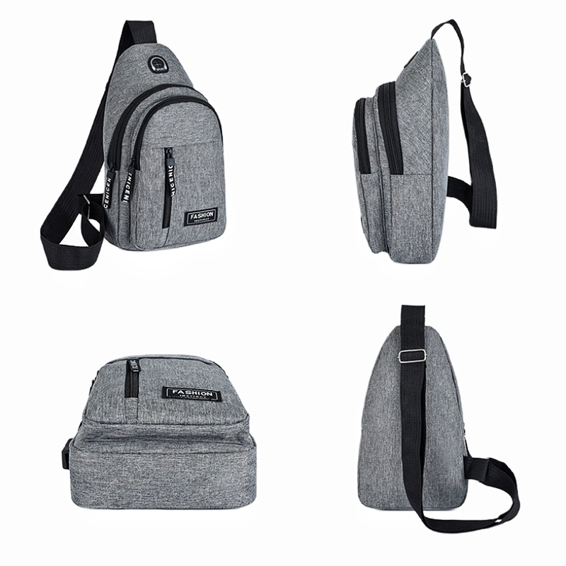 Outdoor Casual Men's Chest Bag, Canvas Small Satchel, Fashionable Solid Color Handbag, Zipper Messenger Bag
