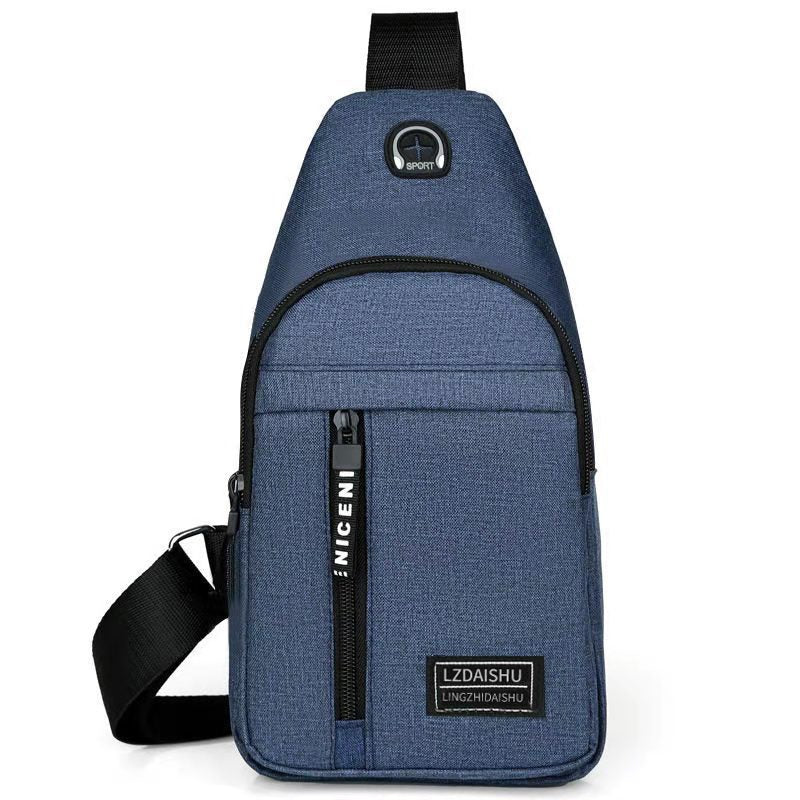 Outdoor Casual Men's Chest Bag, Canvas Small Satchel, Fashionable Solid Color Handbag, Zipper Messenger Bag