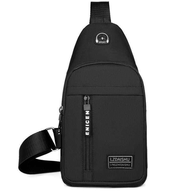 Outdoor Casual Men's Chest Bag, Canvas Small Satchel, Fashionable Solid Color Handbag, Zipper Messenger Bag
